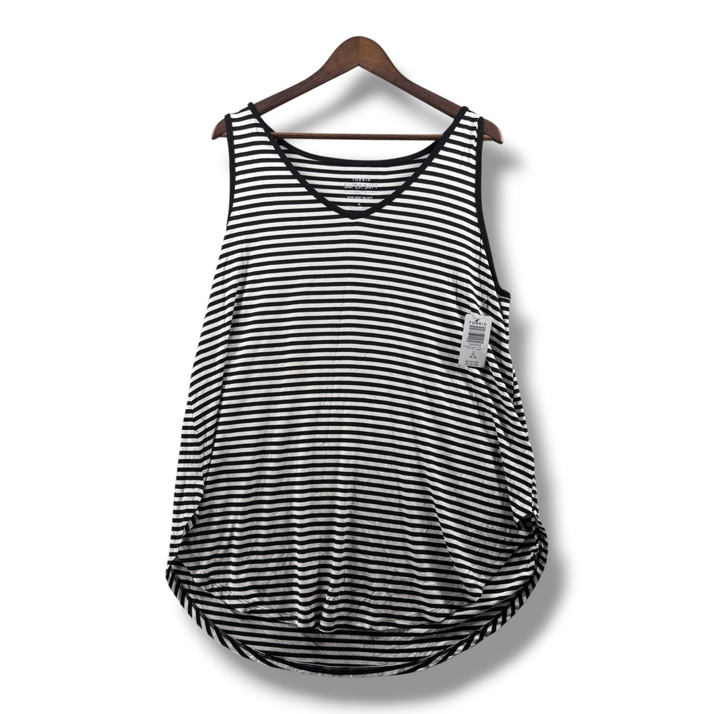 Torrid Super Soft Black White Striped Favorite Tunic Tank Top 2X 18-20 13157739